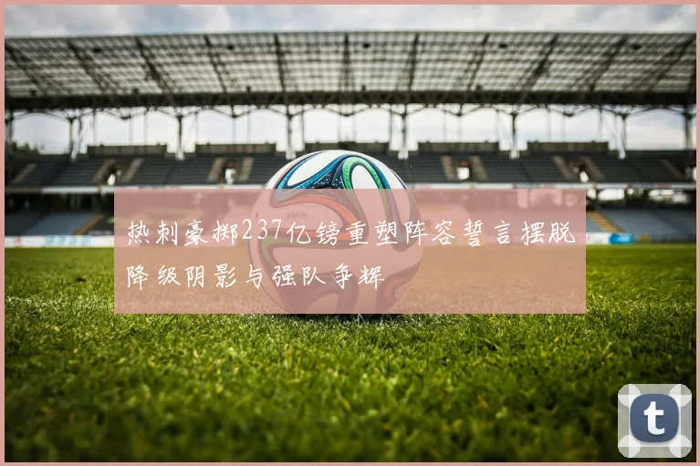 热刺豪掷237亿镑重塑阵容誓言摆脱降级阴影与强队争辉